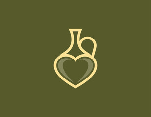This logo design showcases an elegant jug with a heart shape, symbolizing love and care for organic products, making it ideal for brands focused on sustainability and health.