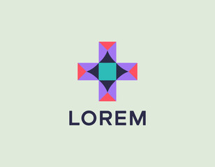 This vibrant, geometric logo design features a mix of colors and shapes that symbolize innovation, creativity, and technology, perfect for modern branding.