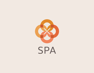 A beautifully crafted floral logo featuring overlapping circles in warm hues, symbolizing nature's beauty and serenity, ideal for wellness or spa branding.