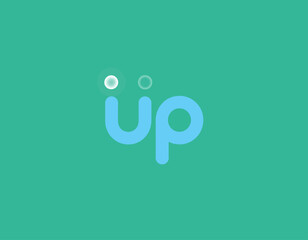 The image showcases a playful and vibrant logo design for 'up', formed with soft colors and rounded shapes that convey a sense of positivity and joy.