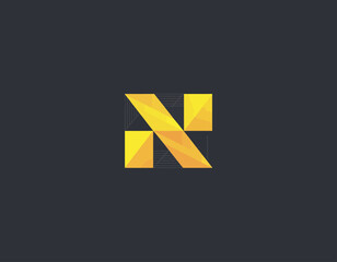 This logo features yellow triangular shapes arranged in a dynamic composition, symbolizing creativity, innovation, and modern design aesthetics for branding.