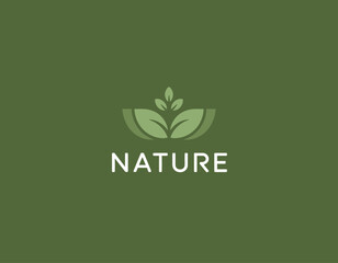 This logo features two leaves and a plant, symbolizing growth and ecological wellness, making it ideal for brands focused on eco-friendly initiatives and sustainability.