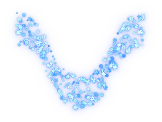 Blue glittering flowers curve. 3d rendering.