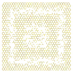 Gold hexagon grid background.