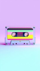 Fototapeta premium Retro cassette tape with vibrant colors and clear design.