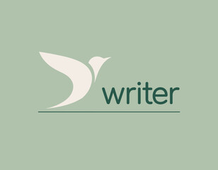 Fototapeta premium An elegant bird silhouette represents freedom and creativity, making an ideal logo for writing services that emphasizes the beauty of expression through words and storytelling.