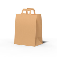 sac en papier brun, &agrave; personnaliser - rendu 3D sur fond transparent