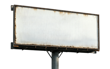 Blank, rusty billboard against black background, ready for your design