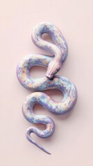 Obraz premium Serpentine Pastel Snake on Pink Background.