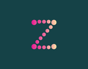 This abstract image showcases the letter Z represented by colorful dots in a creative arrangement, suitable for modern design applications and visually appealing graphics.