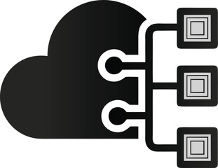 Cloud Computing Icon Illustration with Technology and Network Elements