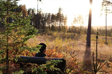 a man in  the forest