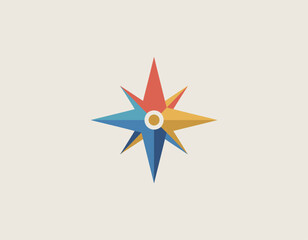 A striking, colorful compass design highlights the idea of exploration, navigation, and guidance, perfect for themes related to travel, adventure, and direction. © xiao