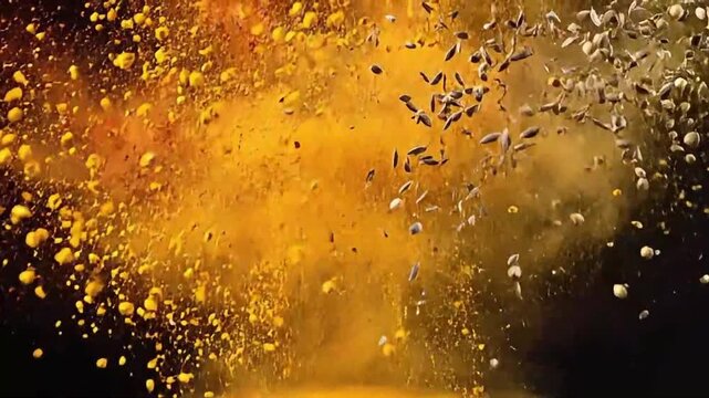 Vibrant explosion of indian food spices, a dynamic culinary journey