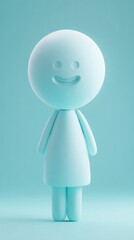 Obraz premium Smiling Figure in Blue - A Minimalist Illustration.