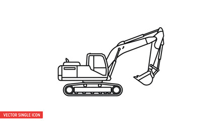 Excavator Line Art: Detailed Construction Vehicle Outline.