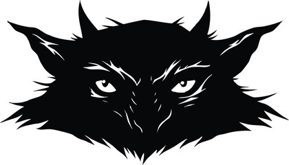 Demon Eyes Peering Through Darkness Silhouette