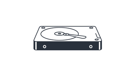 Fototapeta premium Stylized Line Art Illustration of a Computer Hard Drive.