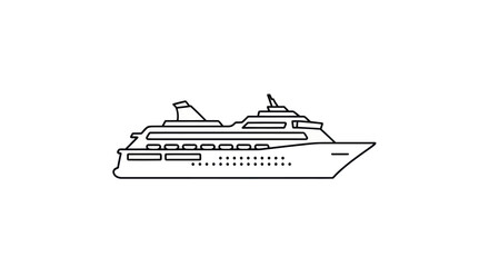 Obraz premium Outlined Cruise Ship Illustration Depicting Maritime Travel and Vacation.