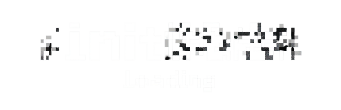 Pixelated white text reads "Initializing..." and "Loading" on black - Powered by Adobe