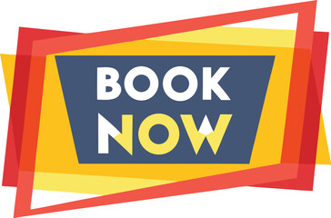 Fototapeta premium Book now text layered shapes white yellow