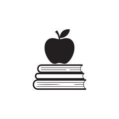 Apple on Books Icon Vector