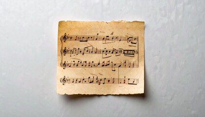Piece of old vintage music sheet, decorative faded torn paper scrap