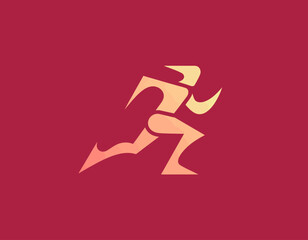 This dynamic abstract figure representing a runner captures the energy of motion and speed, ideal for sports branding, fitness campaigns, or motivational themes.