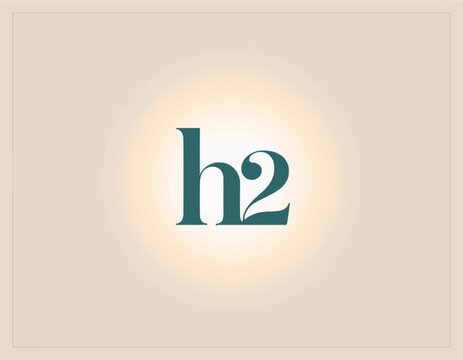 This image showcases a sophisticated logo design featuring the character 'h' and a superscript '2', evoking a sense of modernity and elegance with a soft glow.