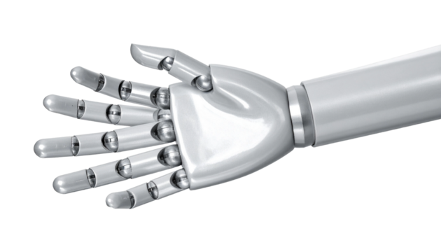 Futuristic Robotic Hand Reaching Forward – Realistic Isolated AI Concept