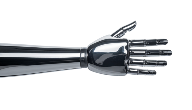 Futuristic Robotic Hand Reaching Forward – Realistic Isolated AI Concept