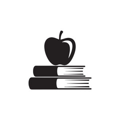 Apple on Books Icon Vector