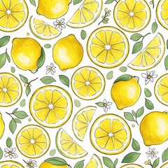 Vibrant Lemon Pattern - A Refreshing Citrus Delight.