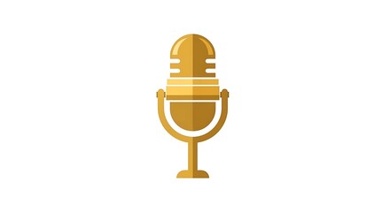 Golden Microphone Icon - Vintage Audio Recording and Broadcasting.