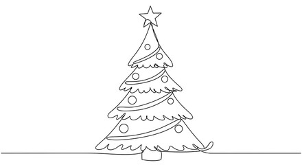 Minimalist Christmas Tree Line Art for Holiday Season.