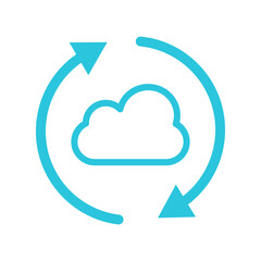 Synchronization icon. Isolated on white background. Blue icon