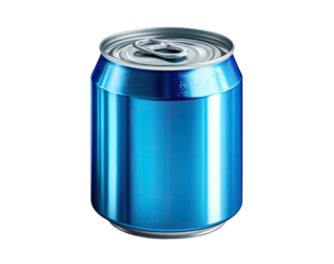 Glossy cyan can with condensation, aluminum look