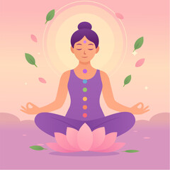 Yoga Meditation Icon - Lotus Position Chakras Wellness Mindfulness Peace Vector