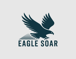 Obraz premium This logo captures an eagle in mid-flight, symbolizing freedom and ambition, suitable for businesses related to travel, security, or consultancy, enhancing brand identity.