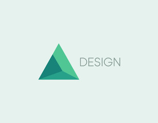 A modern triangular design featuring a sharp geometric shape with a clean text element that communicates innovation and creativity in a unique artistic way.