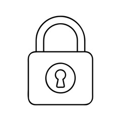Vector art of a simple black and white line drawing of a padlock, isolated on a