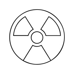 Obraz premium Vector art of black and white outline of a radiation hazard symbol, a universal sign for radioactivity and dangerous energy