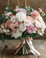 Wedding flower bouquet with pink roses high resolution picture