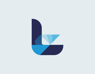 An abstract modern blue logo featuring a smooth gradient, showcasing a creative design that balances form and function, ideal for branding and professional identity.