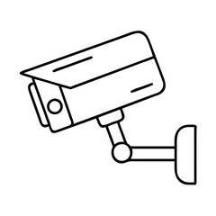 Vector art of line art icon of a security camera mounted on a wall