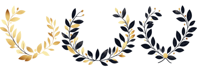 Golden & black leaf wreaths, varying opacity