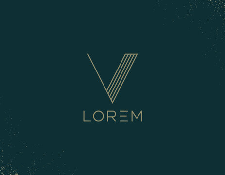 A refined monogram logo design showcasing sleek modern typography with a strong V shape, ideal for upscale brands seeking an elegant visual identity.