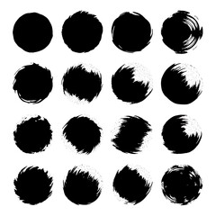 Collection of Black Ink Brush Strokes for Artistic Design.