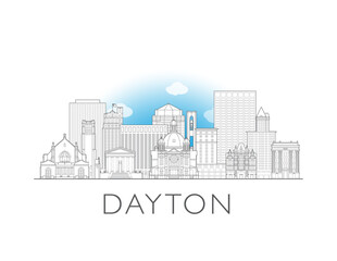 Obraz premium Dayton, Ohio, cityscape illustration skyline drawing