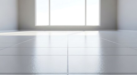 Bright Minimalist Room with Sunlight Streaming Through Window.